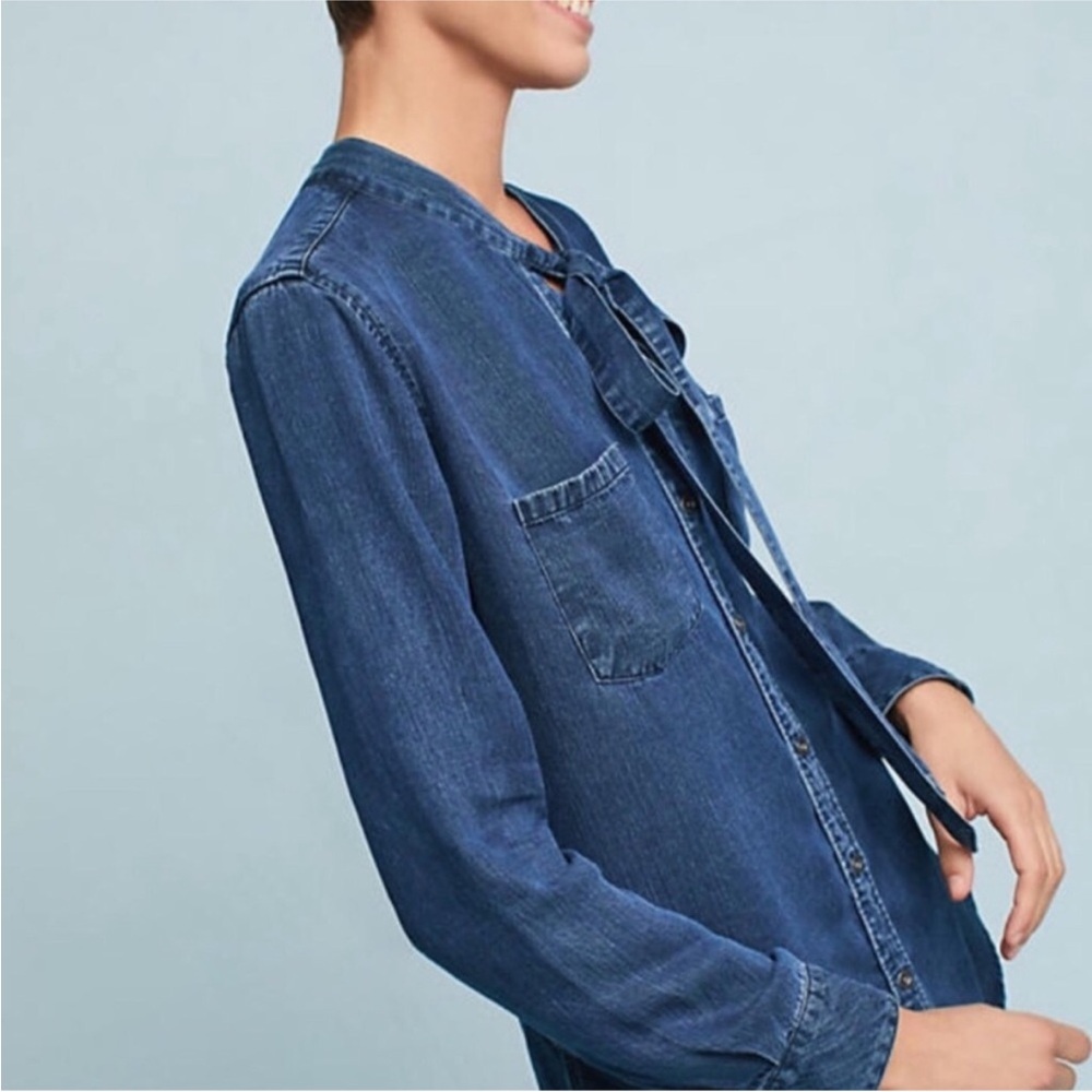 Rails Women's Denim Blue Tie-Front Top - Picture 4 of 6